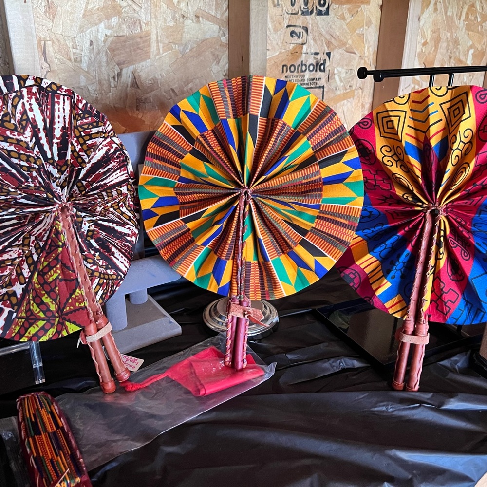 African material hand fans.